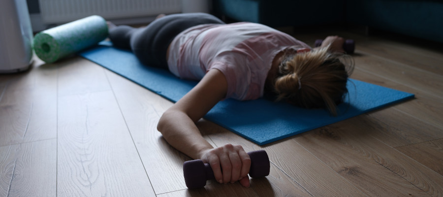 Tired women after exercise