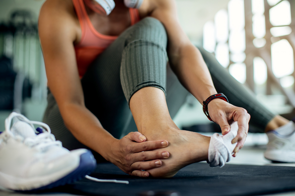 Woman who injured her ankle during a workout